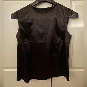Black, silk tank top with zipper back, size small